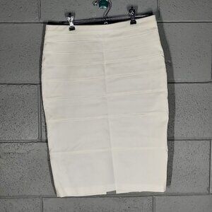 Thalian tiered Stretch Knee Length Pencil Skirt - White - Size 4